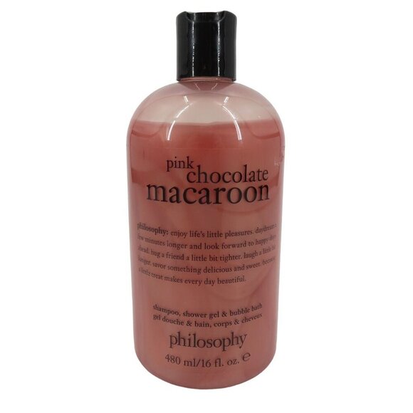 Philosophy Pink Chocolate Macaroon Shampoo Shower Gel Bubble Bath 16oz USED - Picture 1 of 10